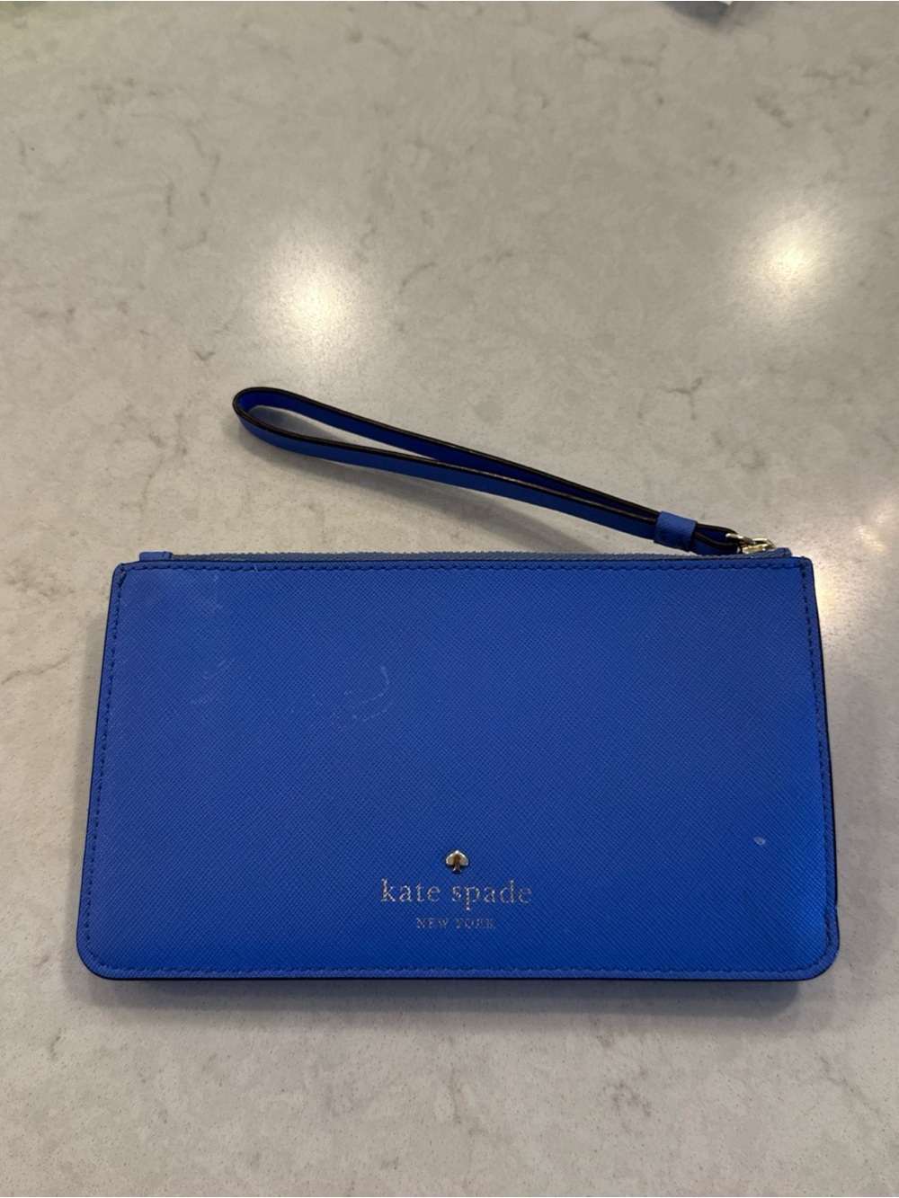 kate spade cobalt blue wristlet wallet with strap